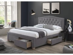 Čalúnená posteľ ELECTRA so zásuvkami sivá VELVET 160x200