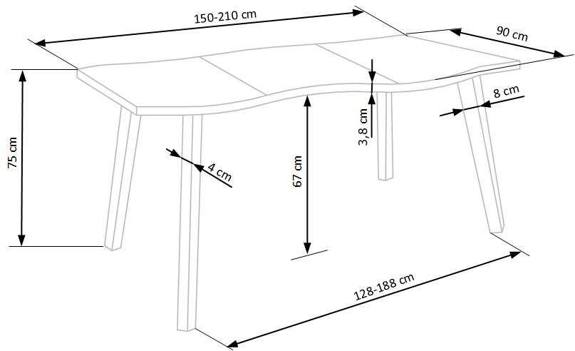 Rozkladací jedálenský stôl DICKSON 2 150(210)x90 dub prírodný
