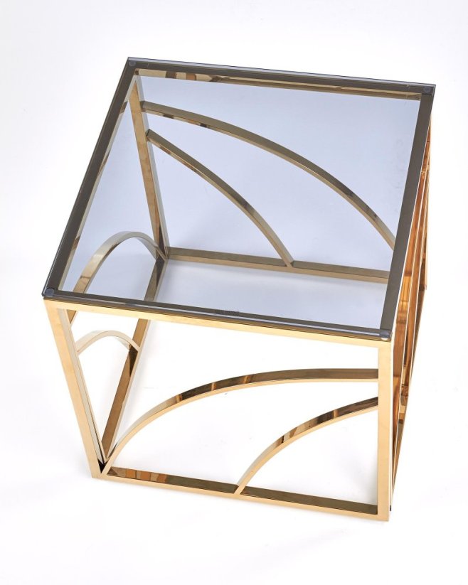Konferenčný stolík UNIVERSE 55x55 dymové sklo/zlatý