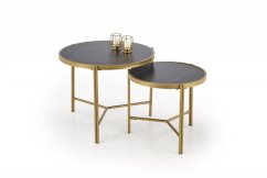 Konferenční stolek FATIMA - sada 2 ks černý mramor/zlatý