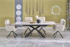 Rozkládací jídelní stůl LUCIANO 180(230)x90 bílý mramor/černý