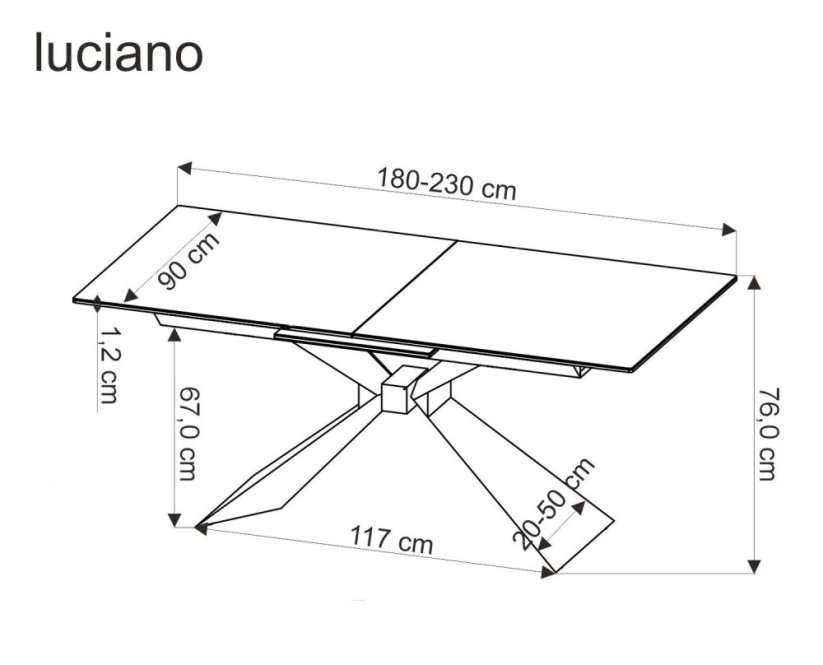 Rozkladací jedálenský stôl LUCIANO 180(230)x90 biely mramor/čierny
