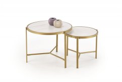 Konferenční stolek FATIMA - sada 2 ks bílý mramor/zlatý