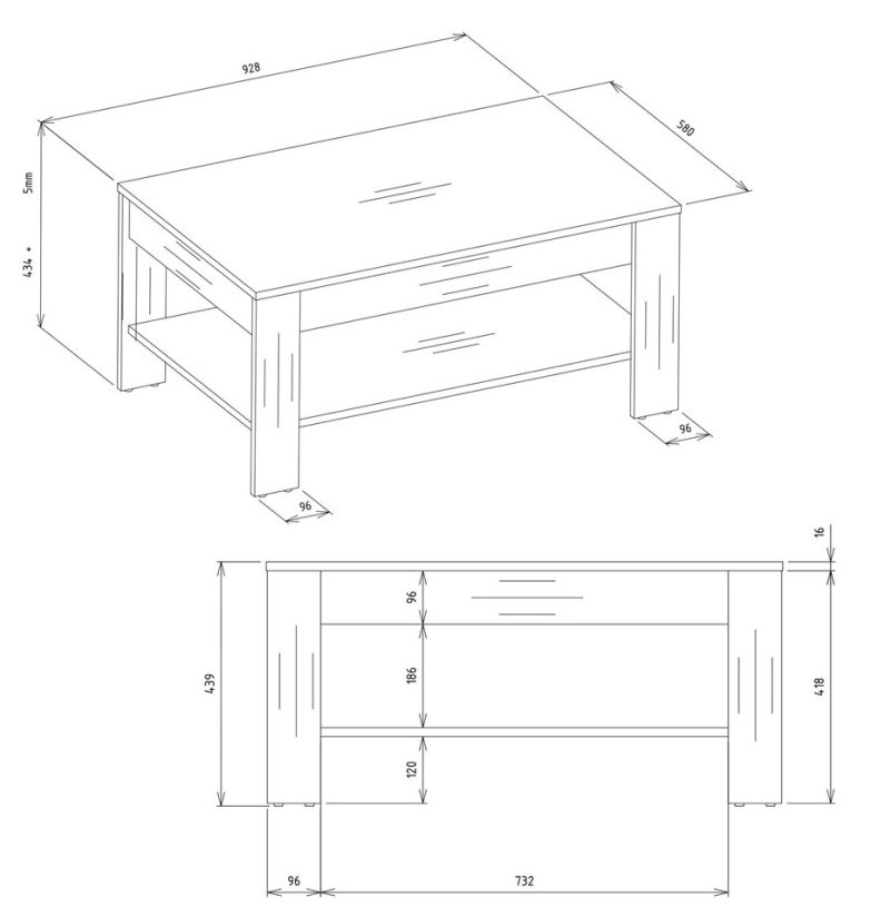Konferenční stolek Ison dub artisan/černá
