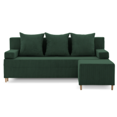 Rozkládací třímístná pohovka FIREZE + podnožka FIREZE zelená