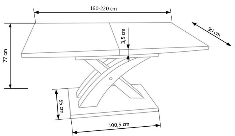 Rozkladací jedálenský stôl SANDOR 160(220)x90 biely - výpredaj skladu