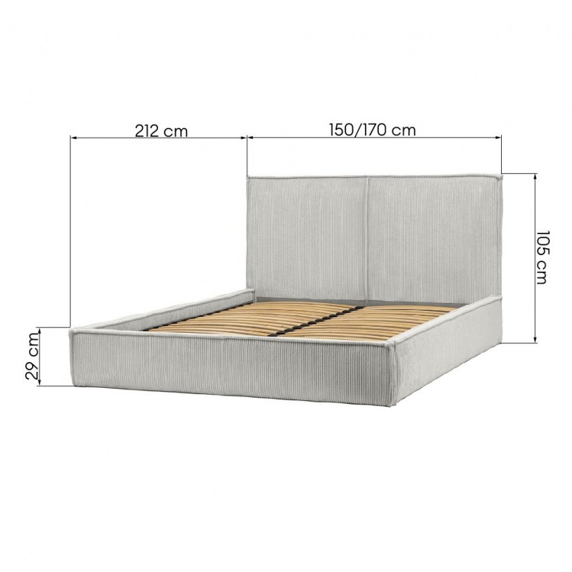 Čalouněná postel KORDULA 160x200 světle šedá