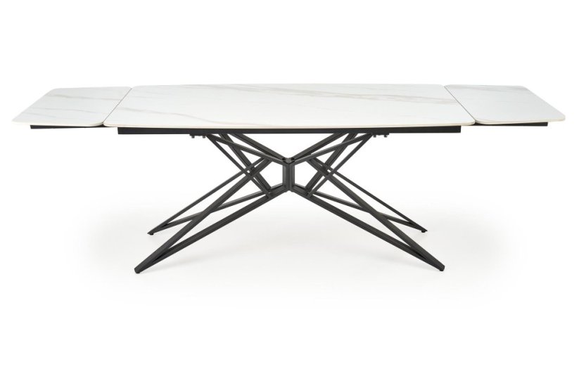 Rozkladací jedálenský stôl ALFREDO 160(240)x91 biely mramor/čierna