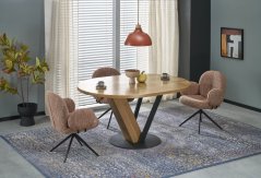 Okrúhly rozkladací jedálenský stôl FANIS 120(160)x90 dub prírodný/čierna