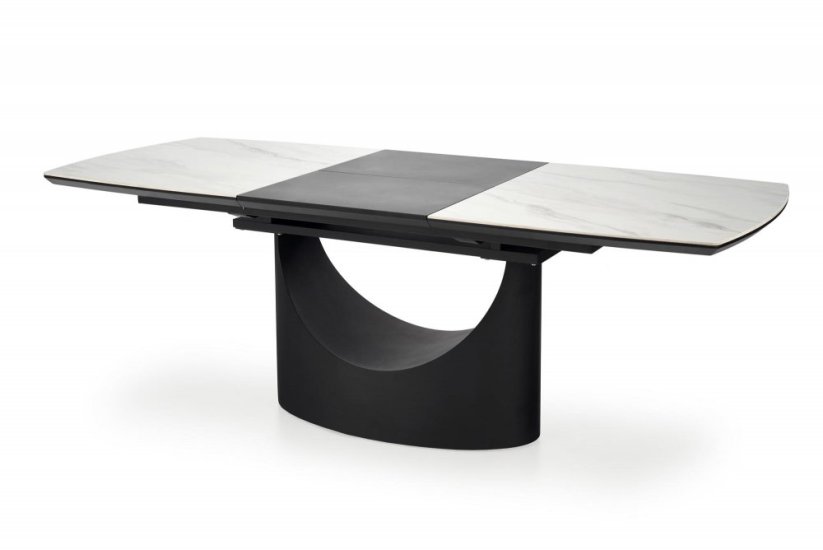 Rozkládací jídelní stůl OSMAN 160(220)x90 bílý mramor/černý