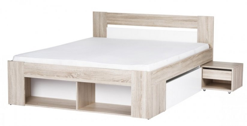 Posteľ MILO s nočnými stolíkmi dub sonoma/biela 160x200 cm