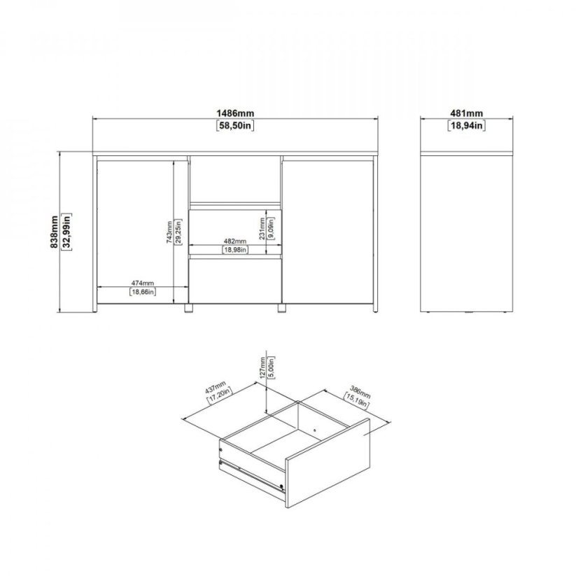 Komoda Nerea 318 jackson hickory/bílý lesk