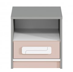 Nočný stolík VILLOSA sivá/biela/ružová