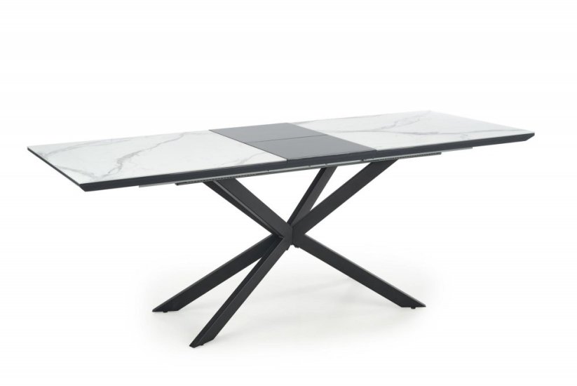 Rozkládací jídelní stůl DIESEL 160(200)x90 bílý mramor/černý