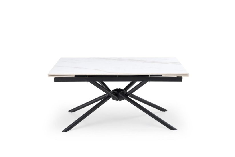 Rozkladací jedálenský stôl VITORINO 160(220)x90 biely mramor/čierna