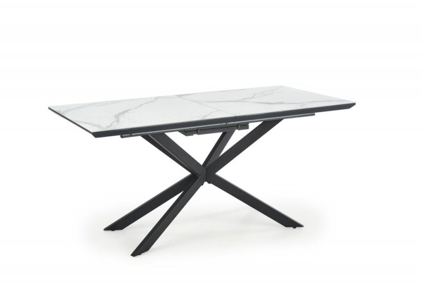 Rozkladací jedálenský stôl DIESEL 160(200)x90 biely mramor/čierny