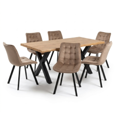 Jedálenský set 6+1 ROBUL 160 prírodný / NIKI béžová