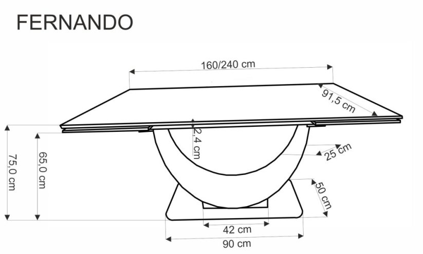Rozkladací jedálenský stôl FERNANDO biely mramor/čierny