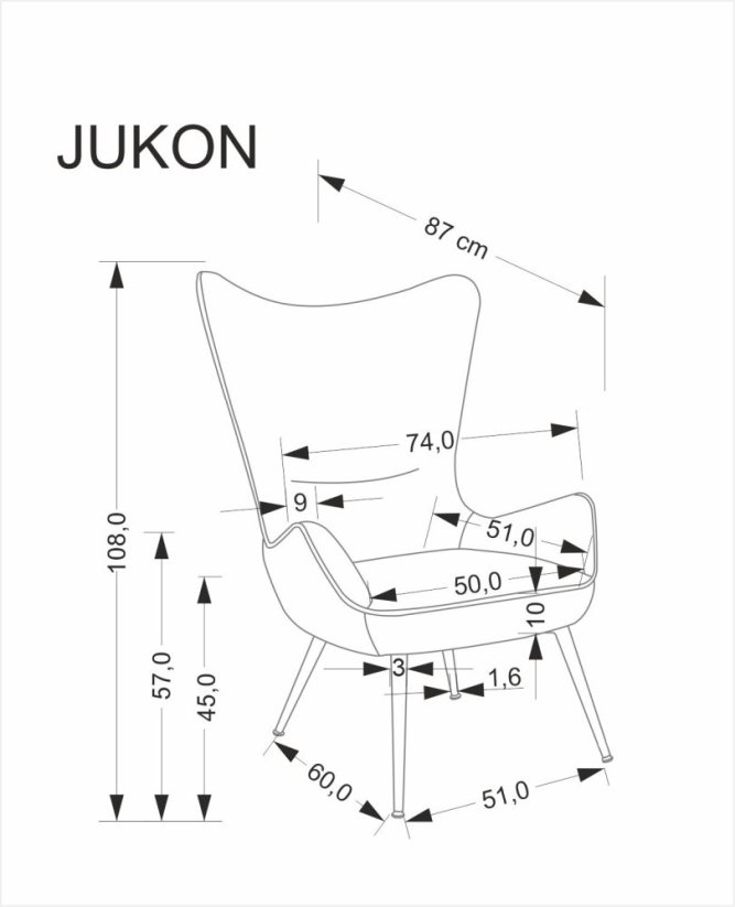 Čalouněné křeslo JUKON krémové