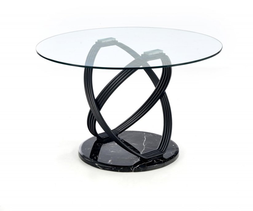 Kulatý jídelní stůl OPTICO 122 sklo/černý