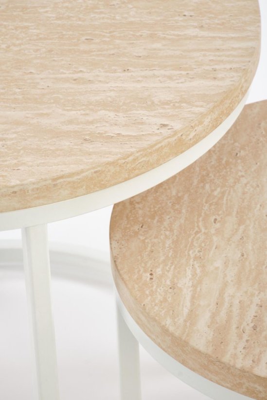 Konferenčný stolík OREO - sada 2 ks travertín/biela