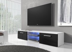 TV stolík RTV 03 s LED biela/čierny lesk
