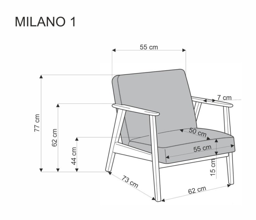 Kreslo MILANO 1S béžovej/tmavý orech