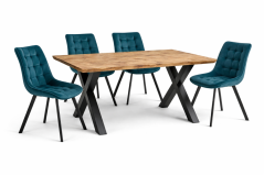 Jedálenský set 4+1 ROBUL 140 prírodný / NIKI tyrkysová