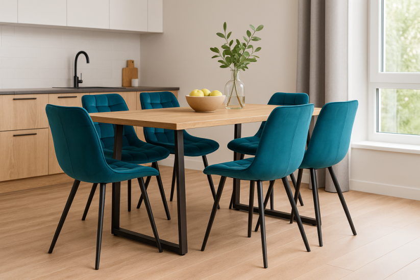 Čalouněná jídelní židle NIKI tyrkysová