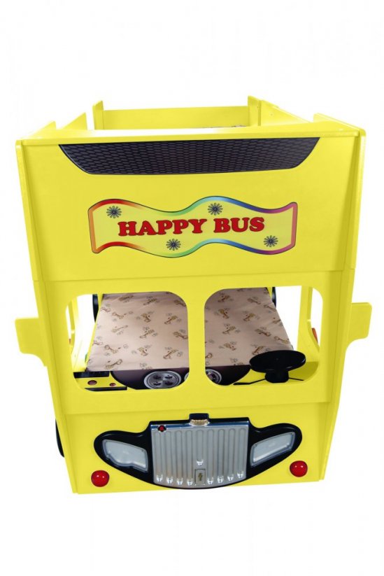 Patrová dětská postel HAPPY BUS žlutá 190x90