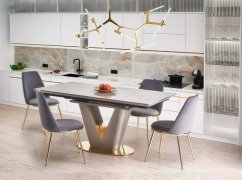 Rozkladací jedálenský stôl VALENTINO 160(220)x90 sivý/zlatý
