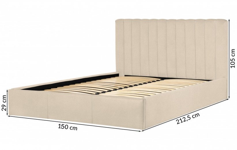 Čalouněná postel MAGGIE krémová/kovový rám 160x200