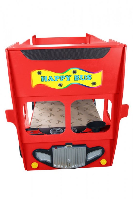 Patrová dětská postel HAPPY BUS červená 190x90