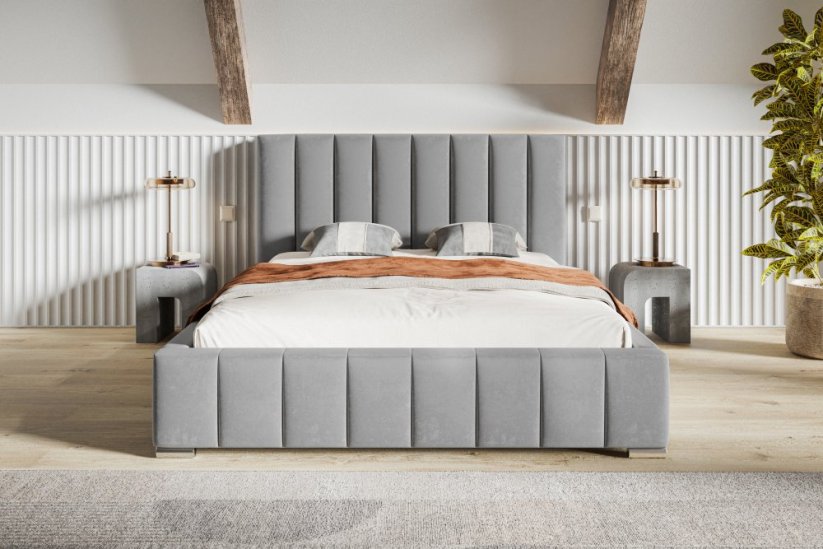 Čalouněná postel BED 10 160x200 světle šedá