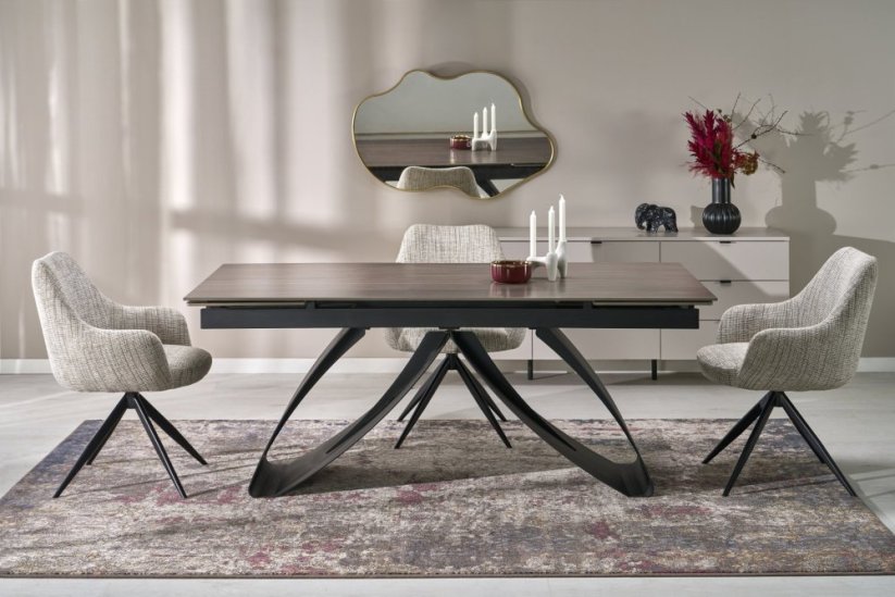 Rozkladací jedálenský stôl HILARIO 180(260)x90 orech/čierna