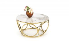 Konferenční stolek VENUS 2 bílý mramor/zlatý