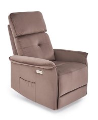 Elektricky polohovacie relaxačné kreslo SEMIR s USB mokka