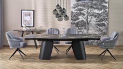 Rozkladací jedálenský stôl FORUM 180(260)x90 čierny mramor/čierny