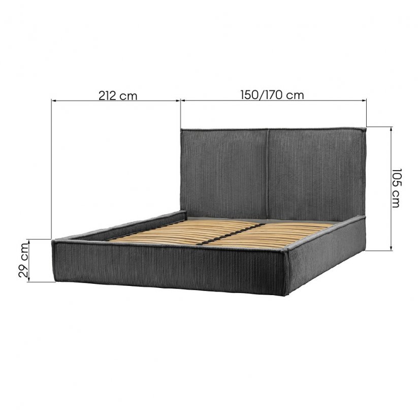 Čalouněná postel KORDULA 160x200 šedá