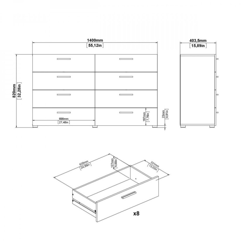 Komoda Pedro 509 dub sonoma/bílý lesk