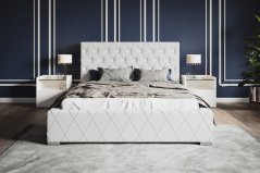 Čalúnená posteľ BED 4 180x200 biela ekokoža