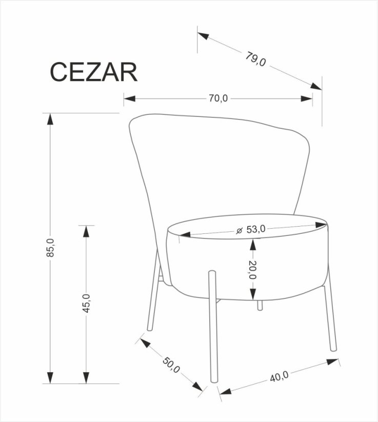 Čalúnené kreslo CEZAR sivé