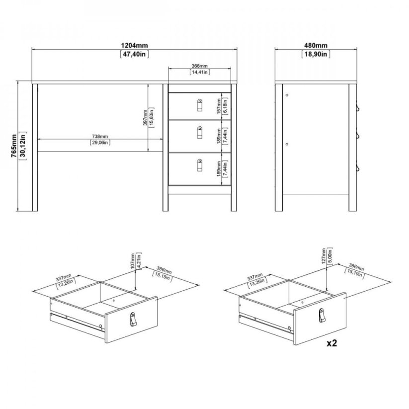 Písací stôl Real 681 biela