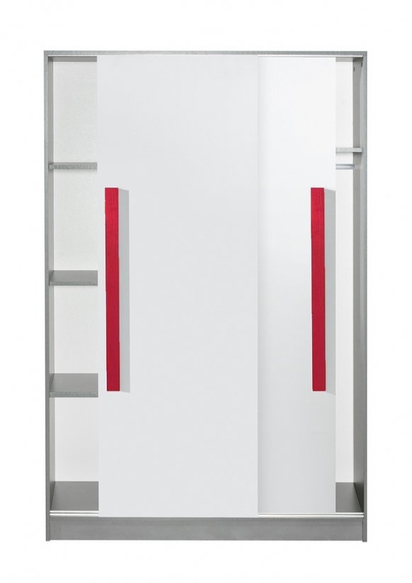 Šatní skříň s posuvnými dveřmi GYT 13 antracit/bílá/červená