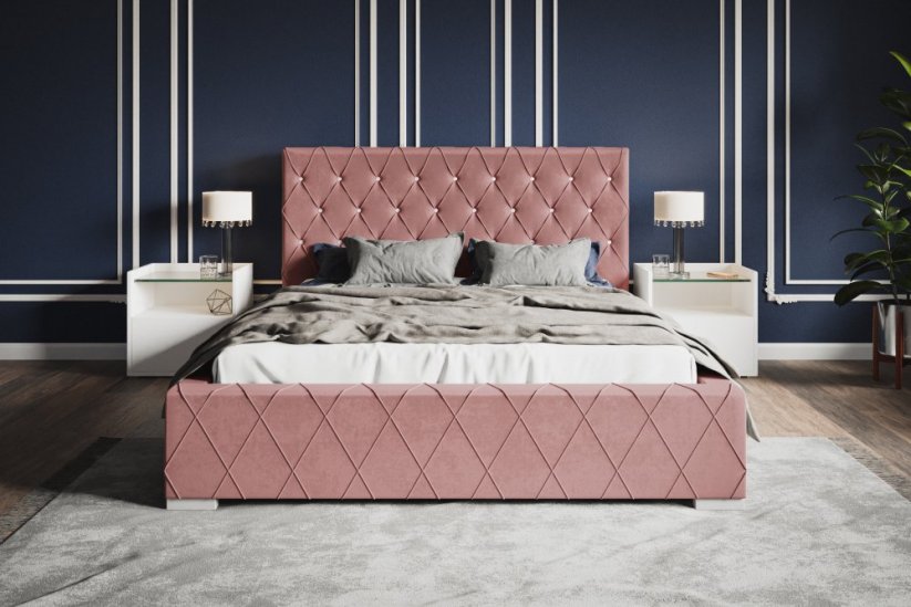 Čalouněná postel BED 4 160x200 růžová