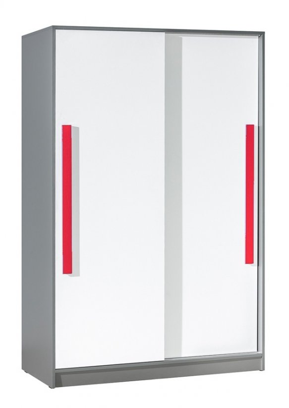 Šatní skříň s posuvnými dveřmi GYT 13 antracit/bílá/červená