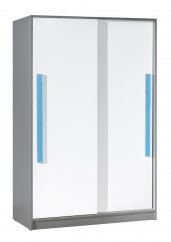 Šatní skříň s posuvnými dveřmi GYT 13 antracit/bílá/modrá