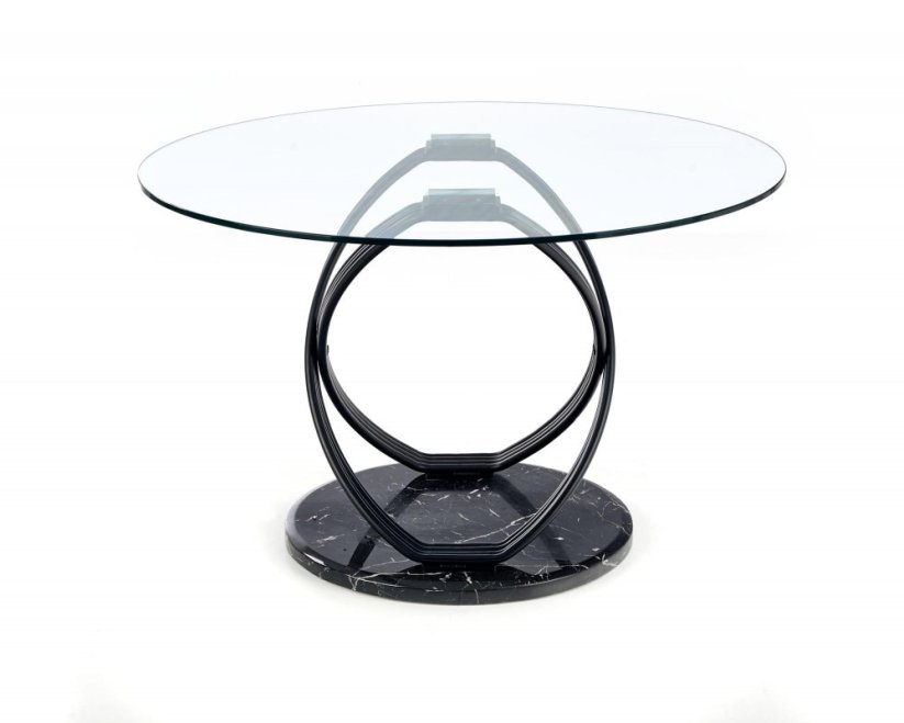 Okrúhly jedálenský stôl OPTICO 122 sklo/čierny