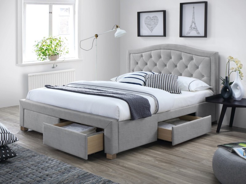Čalúnená posteľ ELECTRA so zásuvkami sivá 140x200