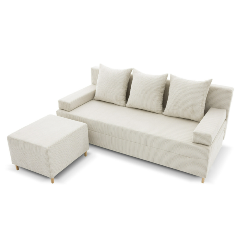 Rozkládací třímístná pohovka FIREZE + podnožka FIREZE béžová